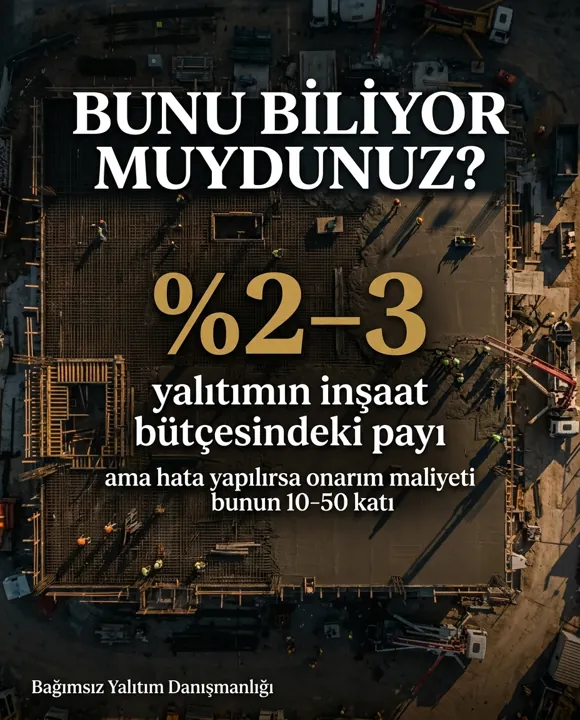 Bunu biliyor muydunuz? Yalıtımın inşaat bütçesindeki payı %2–3, hatalı yalıtımın onarım maliyeti bunun 10–50 katı